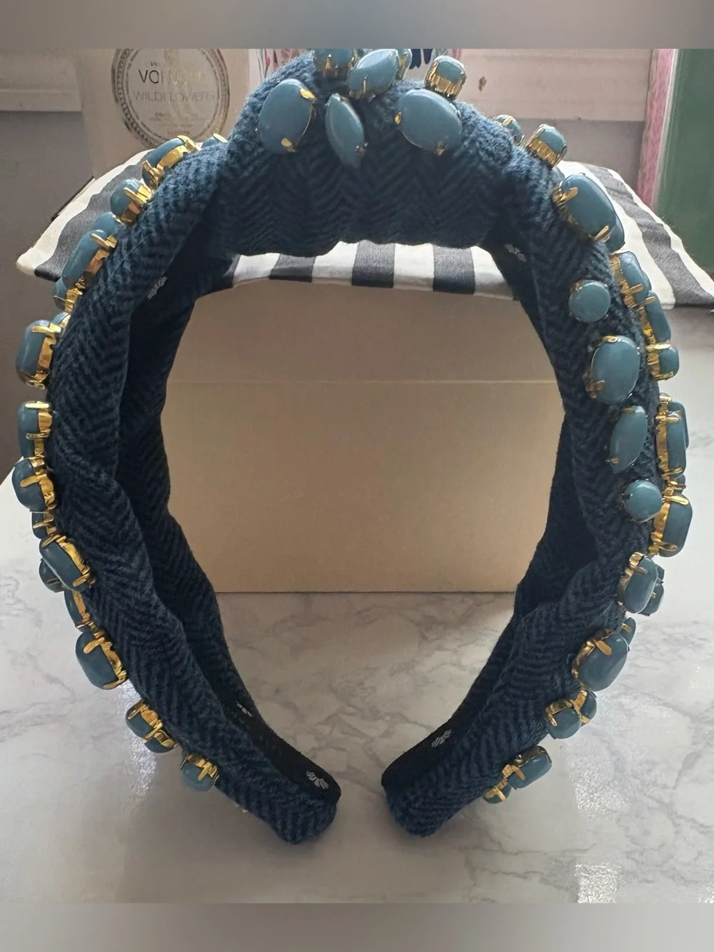 Lele Sadoughi Midnight Tweed Pebble Knotted Headband